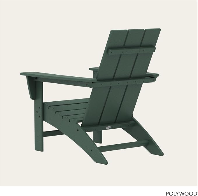 POLYWOOD Modern Adirondack Chair – All-Weather Outdoor Lawn Adirondack Chairs – HDPE, Fade-Resistant & Durable Outdoor Furniture – For Patio, Deck & Fire Pit Chairs – Green
