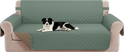 Reversible Oversized Sofa Covers,XL Sofa, Greyish Green/Taupe | Couch Cover Furniture Protector for Dogs Elastic Straps Water Repellent Furniture for 4 Cushion Couch