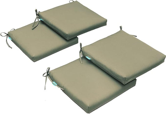 QILLOWAY Outdoor Indoor Chair Pads,Seat Cushions, Square Foam Dining Chair Patio Cushion Set of 4, All Weather, 17" Lx17 Wx3 D (Beige)