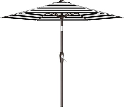 AreShark 7.5FT Patio Umbrella Table Market Umbrella w/Tilt and Crank, Heavy-Duty Outdoor Umbrellas for Pool, Deck, Garden and Backyard, Black & White Stripe