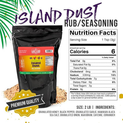 Lane's Island Dust Rub Alaea Hawaiian Sea Salt Seasoning Salt, All-Natural Hawaiian Alea Red Sea Salt Spice for Seafood & Meat, Made in USA, 2 Lbs