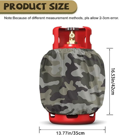 Camo Propane Tank Cover Fits Standard 20 lb Tank Cylinde Travel Trailer Propane Covers with Elastic Slip in Gas Cover Water & Wear-Resistant for Outdoor and Indoor Use