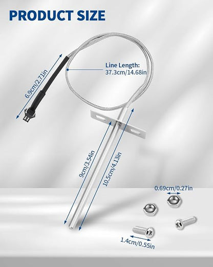 3.5" RTD Probe for Pit Boss Pellet Grill, PT1000 Sensor, PB1000XL-025-R00 V | 304 Stainless Steel Replacement Internal Sensor for Pit Boss. PT1000 Provides Accurate Grill Temperature Readings