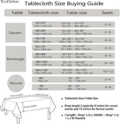 TruDelve 120 Inch Cotton Tablecloth Blue Table Cloths for 8 Foot Rectangle Tables Modern Extra Long Tablecloth(Blue,120"x52",Rectangular)