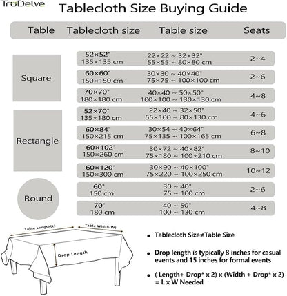 TruDelve Cotton Square Tablecloth 60x60 Blue Fabric Farmhouse Cloth Tablecloths Outdoor Table Cloth for Picnic Table Cover (Blue,60"x60",Square)