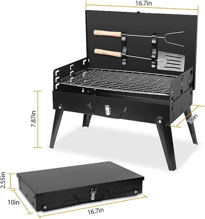 Charcoal Grill, Small BBQ Grill Portable Lightweight smoker Grill, Barbecue Grill desk Tabletop Outdoor Grill for Camping Picnics Garden Beach Party,16.7x10x17.7in