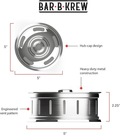 Bar B Krew Hubcap Smoker Box For Gas Grills, 5" x 2" Stainless Steel Wood Chip Smoker