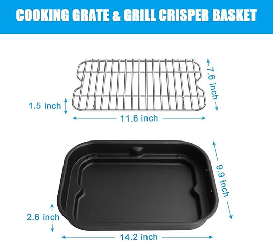 Outspark Grill Roast Rack and Cooking Pot for Ninja Foodi FG551/DG551 Smart XL Indoor Grill Accessories, Air Fryer Rack & Non-Stick Griddle Pan for Ninja Foodi DG651