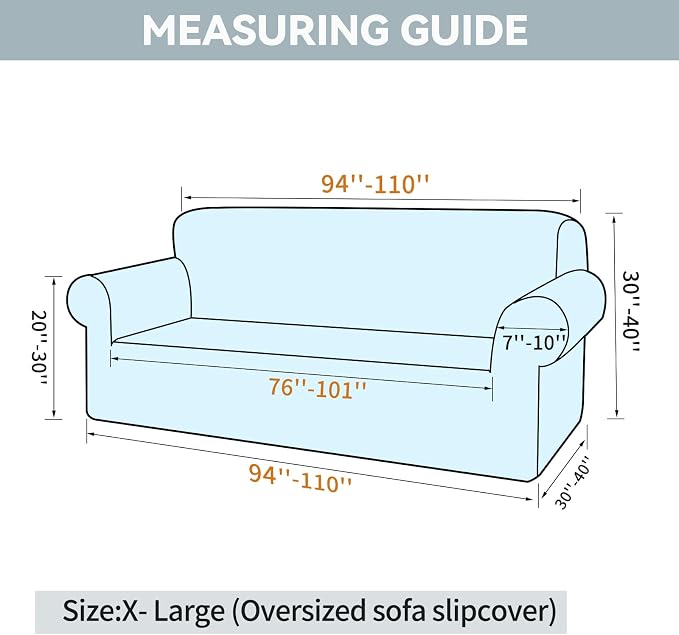 LURKA Oversized Couch Cover 1 Piece 4 Seater Sofa Slipcover, Chocolate | Soft Stretch Jacquard, Fits 94"-110" Oversized Sofas, Elastic Bottom for Secure Fit, Machine Washable, Pet & Kid Friendly