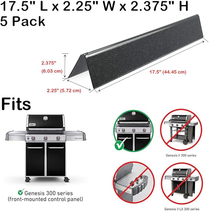 Uniflasy Grill Parts for Weber Genesis Flavorizer Bars for Genesis 300 Series, 17.5" Porcelain Steel for Weber Genesis Grill Parts Heat Plates, Replacement 7620 7621 for E310 E320 E330 S310 S320 S330