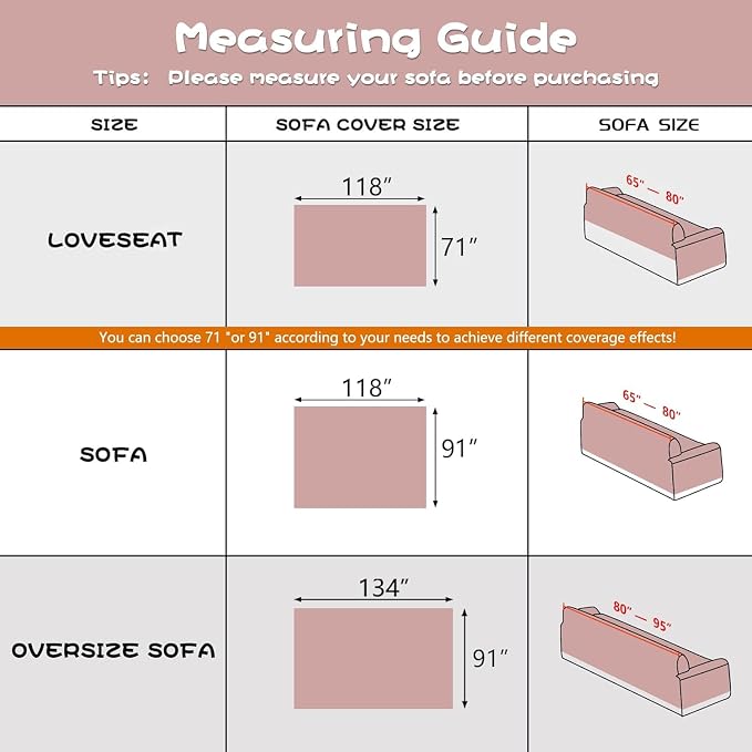 MEETSKY Couch Cover Washable for 2 Cushion Sofa, Cat Scratch Proof Furniture Protector Love Seat L Shape Couch Covers Soft Sectional Sofa Cover for Dogs Pets, 71" x 118", Pink