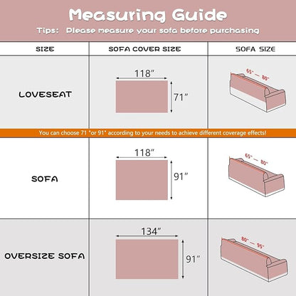 MEETSKY Couch Cover Washable for 2 Cushion Sofa, Cat Scratch Proof Furniture Protector Love Seat L Shape Couch Covers Soft Sectional Sofa Cover for Dogs Pets, 71" x 118", Pink