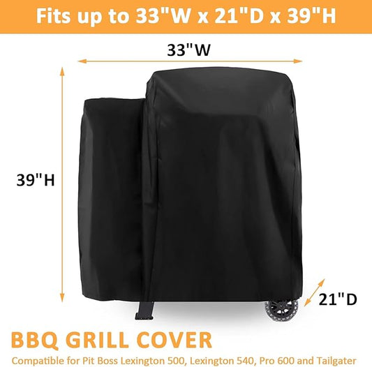 Smoker Grill Cover for Pit Boss Lexington 500 Series, 73500 Pellet Cover for Pit Boss Lexington 540, Pro 600 and Tailgater Wood Pellet Cover, 600D Waterproof Heavy Duty Pellet Smoker Cover