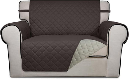 PureFit Reversible Quilted Sofa Cover Dog Couch Covers for Sofa, 28 in | Chocolate/Beige, Water Resistant Couch Protector, Washable Pet Couch Cover with Non Slip and Elastic Straps For Kids
