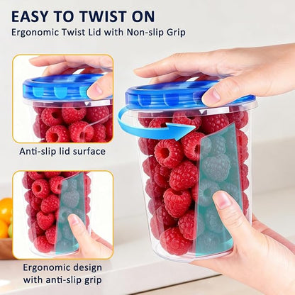 8 Pack 34oz Soup Freezer Storage Containers with Twist Lids for Meal Prep | BPA-Free Reusable Plastic, Quart Food Containers with Screw on Lids for Soup, Broth, Chili, Stew, Leftovers, Freezer Storage