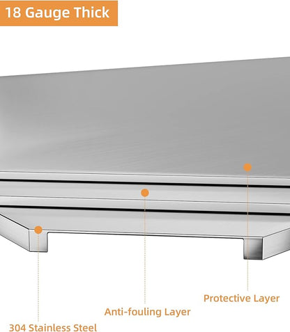 26W x 24H Inch Outdoor Kitchen Doors, 304 Stainless Steel BBQ Access Door with Recessed Handle & Ventsfor for BBQ Island, Grilling Station, Outside Cabinet, Silver