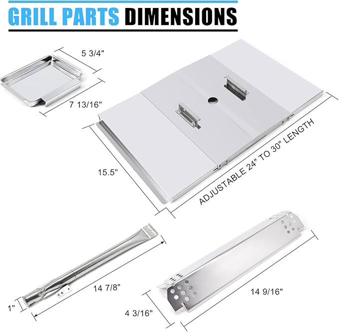 Replacement Parts for Nexgrill 720-0830H 720-0783E 720-0783EH, Grill Heat Plates & Burner Tubes & Igniter & Drip Pan Grease Tray for Home Depot Nexgrill 4 Burner 720-0830H