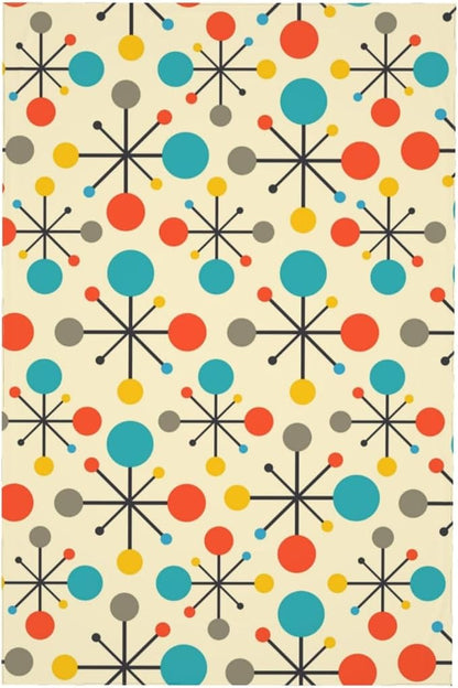 Mid Century Fifties Modern Atomic Retro Colors Tablecloth Washable Waterproof Yellow Table Cover for Kitchen Dining Room Picnic Party BBQ Wedding, Rectangle 60x84 Inch Table Cloth