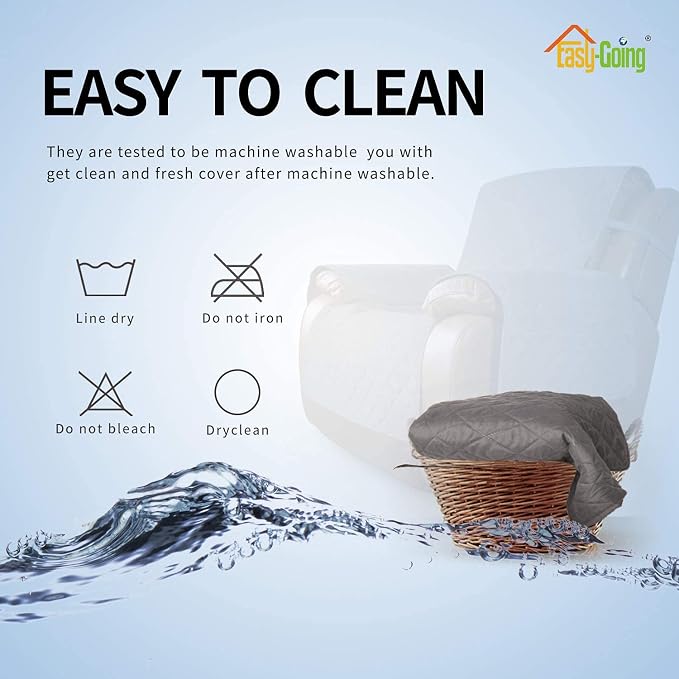 Easy-Going Oversized Recliner Cover Reversible Couch Cover Sofa Cover for Living Room Water Resistant Furniture Protector with Elastic Straps for Pets Dog (Oversized Recliner, Gray/Light Gray) | Machine Washable Slipcover For Dogs, Water Resistant Furn...