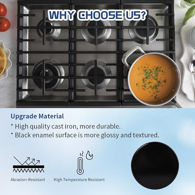 [Upgraded] WB28K10222 Range Surface Burner Cap Extra Large Replacement Part Fit for GE Gas Range/Stove/Oven/Cooktop, Replaces WB29K10222, 4.4 Inches Diameter
