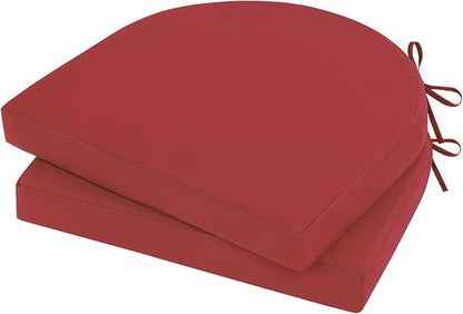 Topotdor Outdoor Chair Cushions Set of 2, 18"x18"x2" Waterproof Patio Chair Cushions for Outdoor Furniture, Round Corner Outdoor Seat Cushions Color Fastness Chair Pads with Ties, Bright Red