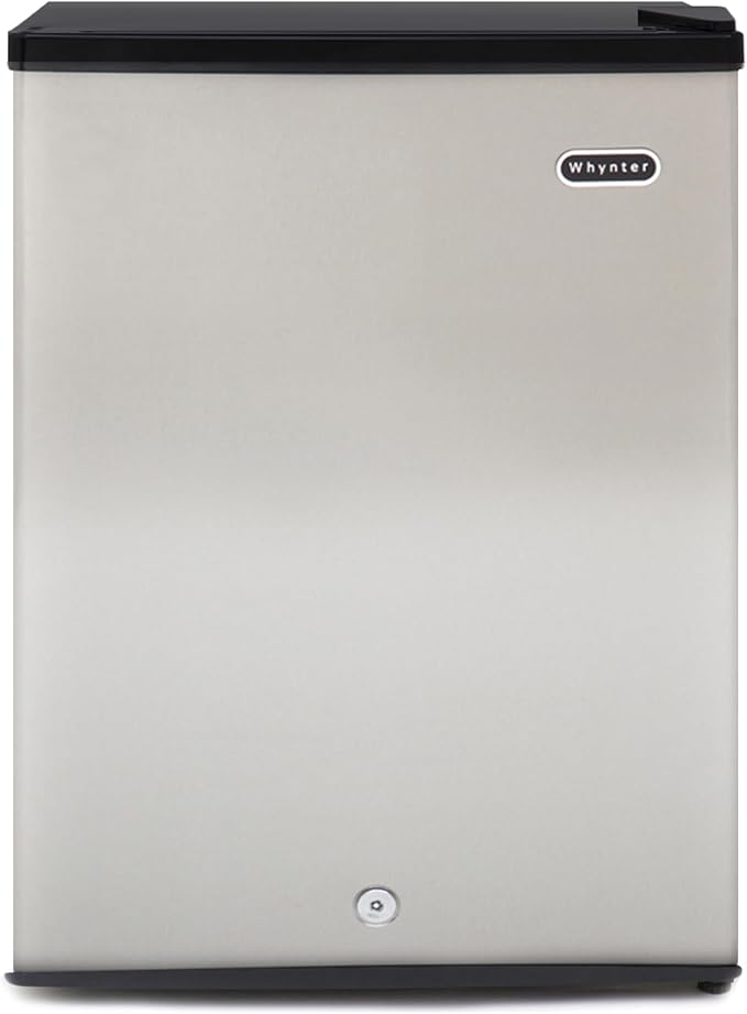 Whynter Upright Freezer with Lock, 2.1 Cu. Ft. Small Freezer Mini Freezer for Bedrooms, Dorms, Garages, Offices CUF-210SS, Stainless Steel Energy Star