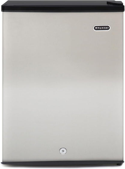 Whynter Upright Freezer with Lock, 2.1 Cu. Ft. Small Freezer Mini Freezer for Bedrooms, Dorms, Garages, Offices CUF-210SS, Stainless Steel Energy Star