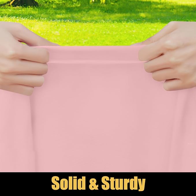 Smiry Rectangle Picnic Table Cloth, Waterproof Elastic Fitted Tablecloths for 8 Foot Tables, Washable Polyester Table Cover for Camping, Indoor and Outdoor (Baby Pink, 30"x96")