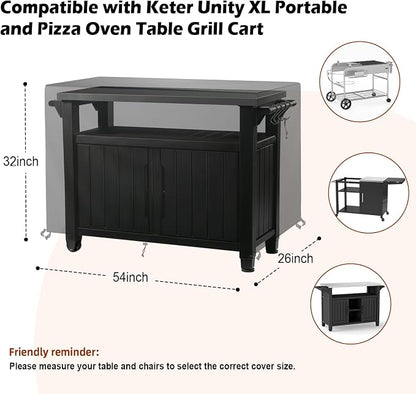Grill Cart Cover,52 inch Waterproof Outdoor Prep Table Cover All-Weather Protection Tool Box Cover for Outdoor Kitchen Island & Storage Cabinet, Dust-Resistant, Rip-Resistant