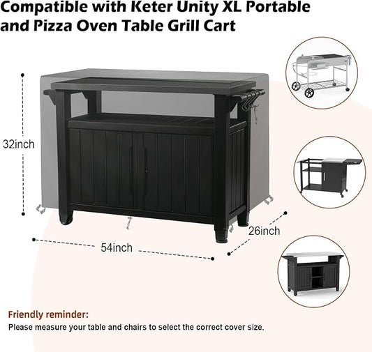 Grill Cart Cover,52 inch Waterproof Outdoor Prep Table Cover All-Weather Protection Tool Box Cover for Outdoor Kitchen Island & Storage Cabinet, Dust-Resistant, Rip-Resistant