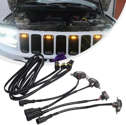 4PCS Front Grille LED Light Compatible with Automotive Motorcycle Parts Cherokee 2003 2021 Amber Running Lights Style Grill Car Lamps