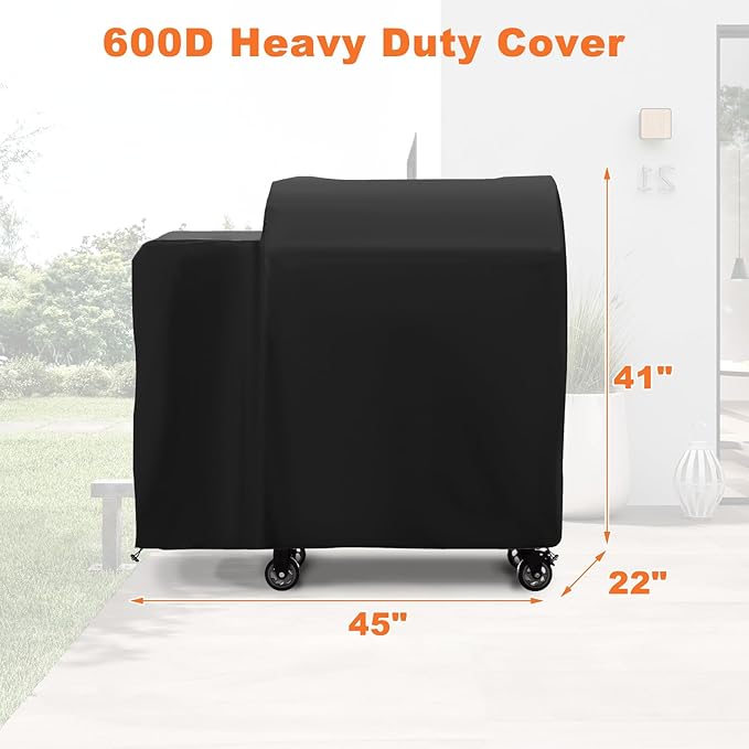Grill Cover for Deck Boss 590 & RT-590 Wood Pellet Grill, Heavy Duty Waterproof UV Resistant Offset Smoker Cover for Rec Tec RT-590 Grill, Outdoor BBQ Cover