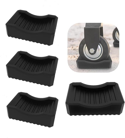 Furniture Wheel Caster Cups/Universal Outdoor Barbecue Stove Anti Slip Fixed Wheel，Silicone Non-Slip Caster Cups，Suitable for All Small Wheels of Outdoor Barbecue Grills/Furniture(4Pack/Black
