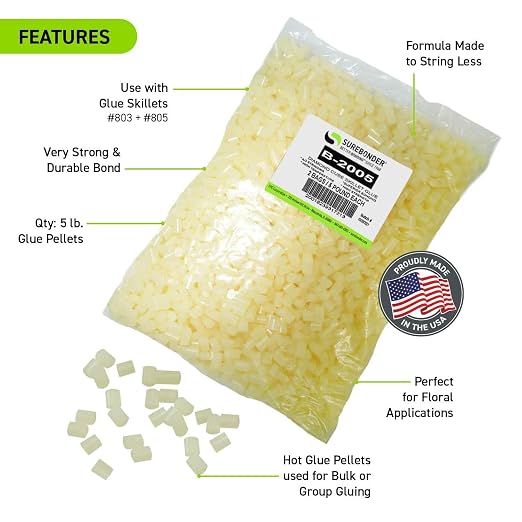 Surebonder B-2005 Less Stringing Skillet Glue Cube Pellets for Crafts and Floral Projects, 5 lb Bag, Use in Surebonder Glue Skillets, Cream Color