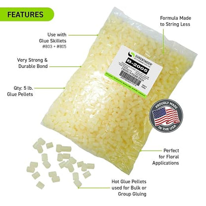 Surebonder B-2005 Less Stringing Skillet Glue Cube Pellets for Crafts and Floral Projects, 5 lb Bag, Use in Surebonder Glue Skillets, Cream Color