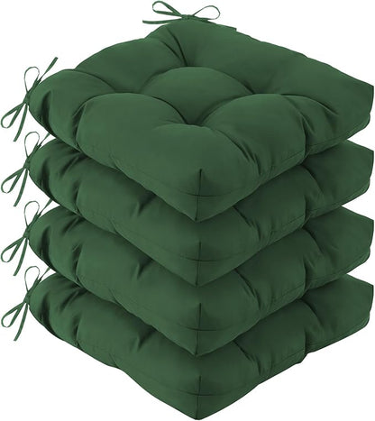 IASEAHK Outdoor Chair Cushions Set of 4, 19" x 19" x 5", Waterproof Outdoor Seat Cushions for Patio Furniture, Fade-Resistant Patio Chair Cushion, Dining Wicker Chair Pads for Porch Garden, Dark Green