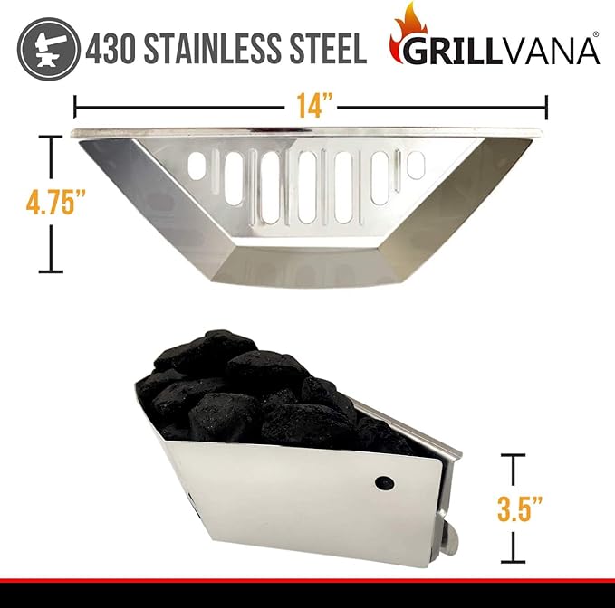 Stainless Steel Charcoal Basket- BBQ Grilling Accessories for Grills and 22” Kettles- Heavy Duty Char-Basket for Briquette, Wood Chips- Charcoal Grill Accessories (Set of 2)