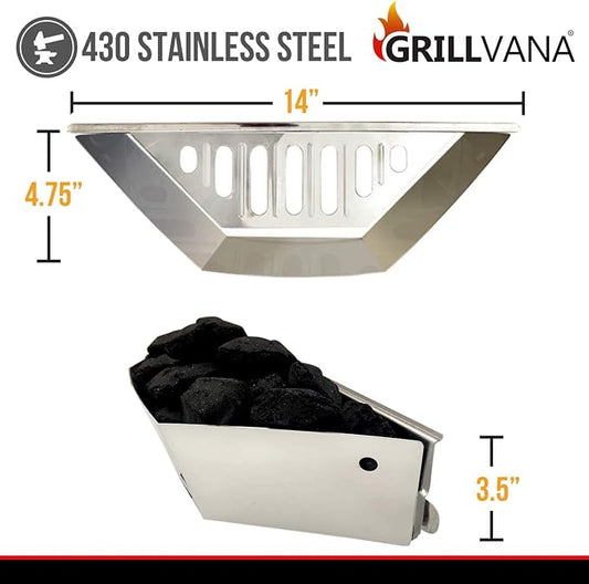 Stainless Steel Charcoal Basket- BBQ Grilling Accessories for Grills and 22” Kettles- Heavy Duty Char-Basket for Briquette, Wood Chips- Charcoal Grill Accessories (Set of 2)