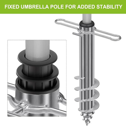 Dolibest Beach Umbrella Sand Anchor, Heavy-Duty Steel Beach Umbrella Holder with 3 Sleeves (Fits 1-2" Poles), Windproof Beach Umbrella Stake, Fully Welded Spiral Base Design for Ultimate Stability