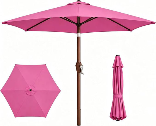 7.5ft Patio Umbrella, Outdoor Table Market Umbrella with Smooth Crank Lift, 6 Windproof Fiberglass Ribs, UPF50+ UV Protection for Deck, Pool, Garden and Backyard
