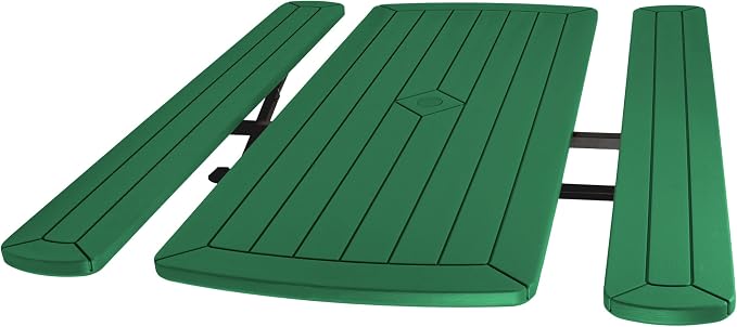 OEF Furnishings Heavy Duty Blow Molded Folding Picnic Table - Green, Black Frame