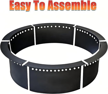 SoulMate Outdoor 43-Inch Outer/39-Inch Inner Fire Pit Ring Smokeless,Duty Solid Metal Steel Round Firepit Rim Insert for DIY Fire Pits, Outdoor Above or In-Ground, Camping Garden Patio Backyard.