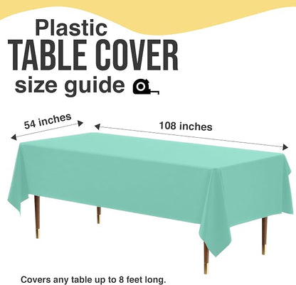 Exquisite 66% Thicker Premium Plastic Table Cloth Rectangle Table Cover 0.5 Mil 24 Pack Mint Table Cloth 54 Inch x 108 Inch Disposable Tablecloth Won't Tear Easily Like Cheap Thin Brands