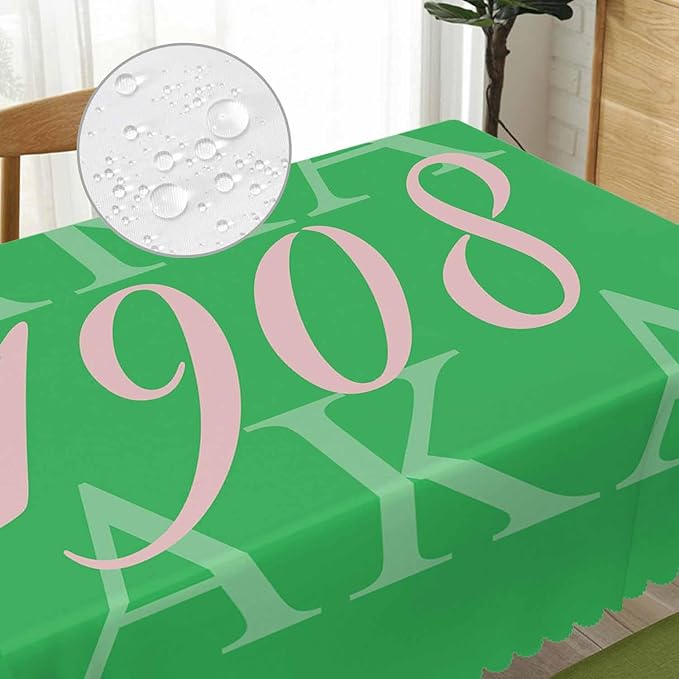 Table Cloth AKA 1908, Hip Hop AKA 1908 Farmhouse Tablecloth Soft Table Cover for Kitchen Canteen Dinning Tabletop Decoration, 52x70 Inch Fitted Tablecloth Green Pink