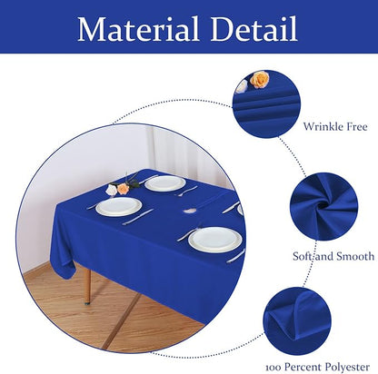 Fitable Square Outdoor and Indoor Tablecloth, Blue, 60 x 60 Inch | Washable Waterproof Wrinkle Free Table Cover, Zipper and Umbrella Hole, For Spring Summer Party Picnic Camping Patio