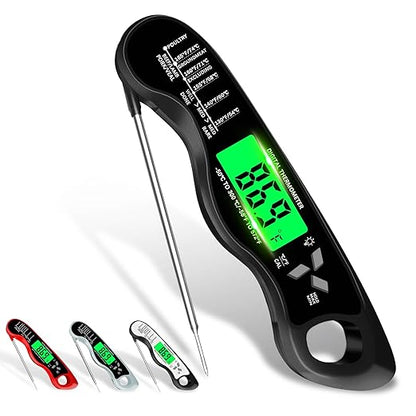Meat Thermometer Digital，IP67 Waterproof Cooking Thermometer with Backlight, Calibration & Hold Function，Food Thermometer for Cooking,Outdoor Grilling