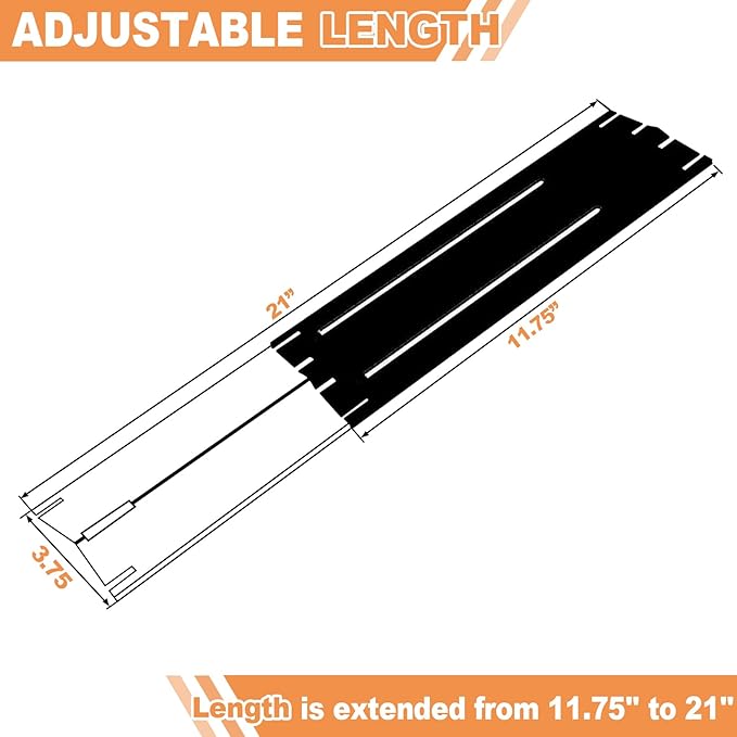 KEESHA 11.75" to 21" Adjustable Porcelain Steel Heat Plate Shield, Flavorizer Bar, Burner Cover, Flame Tamer for Gas Grill, Grill Replacement Parts, 4 Packs