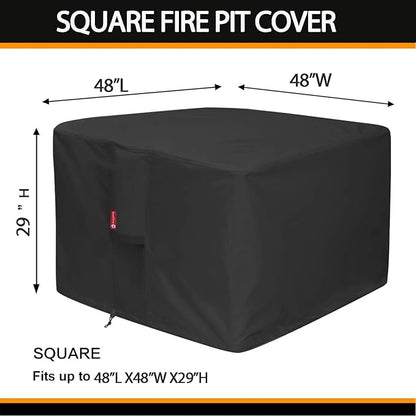 SheeChung Fire Pit Cover Square 48"L x 48"W x 29"H,Waterproof Heavy Duty 600D Tear Resistant Patio Cover,Outdoor Table Cover Square,Fits for 44-48 Inch Gas Firepit