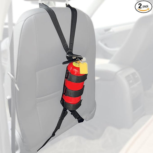 2-Pack Car Fire Extinguisher Bracket：Adjustable Extinguisher Mount Strap for 2.5-3.3lb Extinguisher Use for Universal Truck ATV Car & More Car Roll Bar Fire Extinguisher Mount Holder