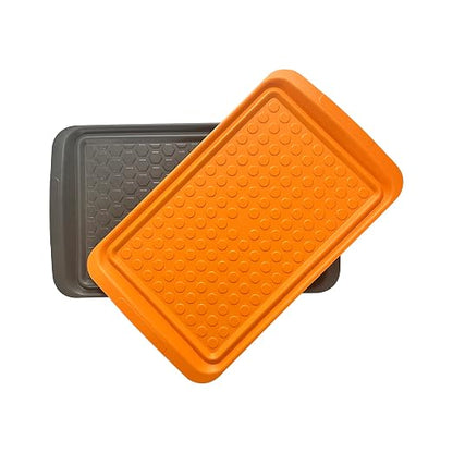 Outset Grill Prep Trays, Set of 2 Large Trays, 17" x 10.5", Orange and Black
